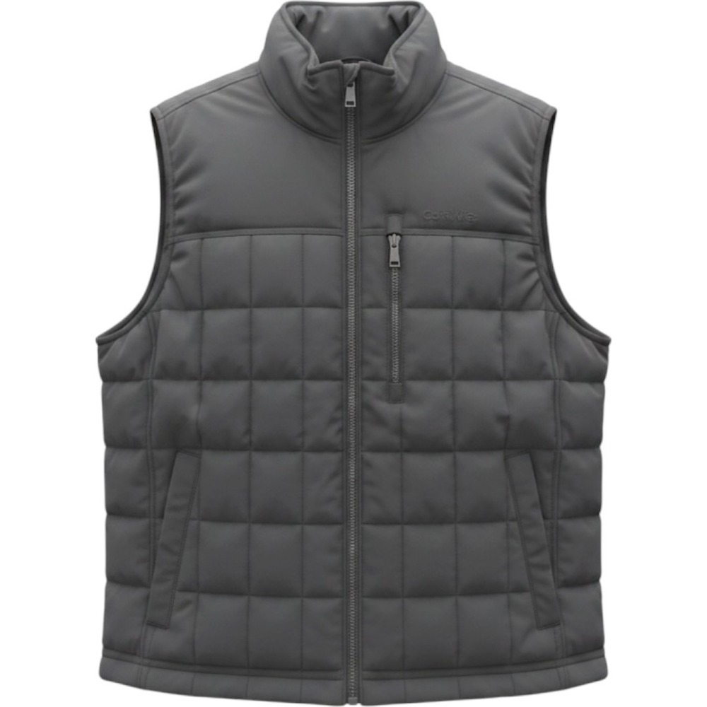 Orvis Quilted Vest Mens Large Gray Excellent Zipper Pockets Insulated Outdoor